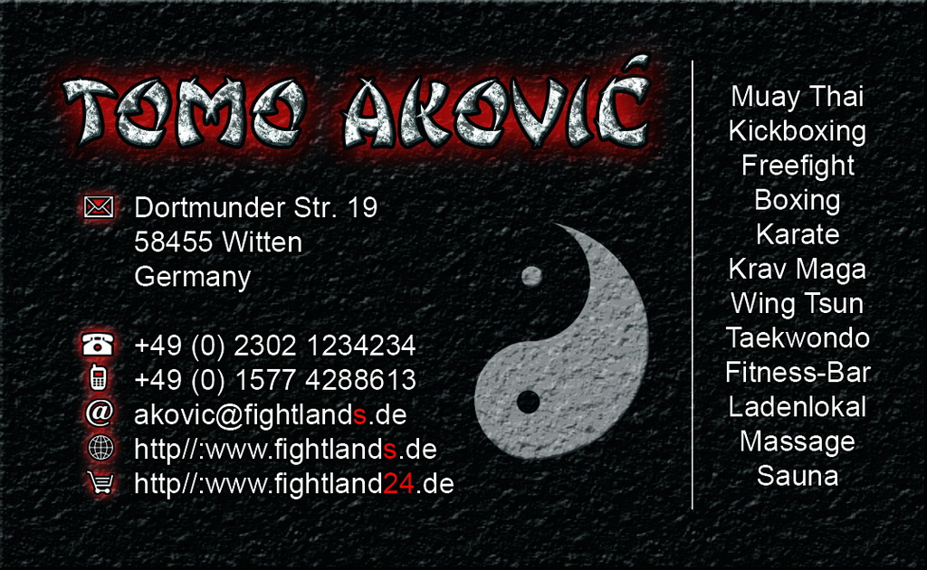 Fightland vCard back